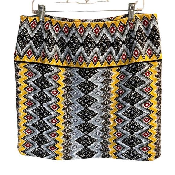 Ann Taylor Loft, Aztec Tribal Multicolor Pattern Skirt, 12 - Picture 5 of 9